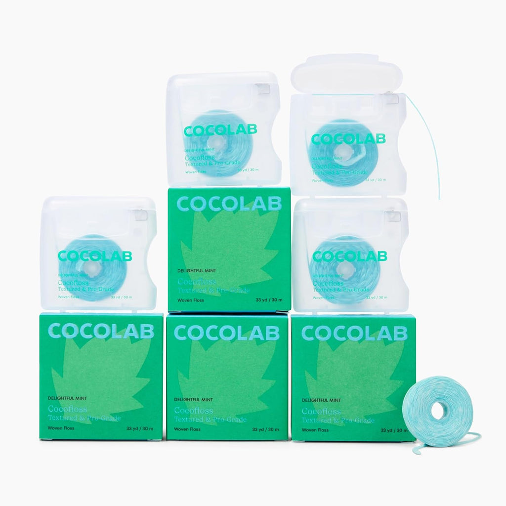 Cocofloss Expanding Woven Dental Floss by COCOLAB, Mint Scent, 4-Pack | Dentist-designed, 500+ interwoven fibers, coconut oil infused, cruelty-free & vegan, adults & kids daily oral care
