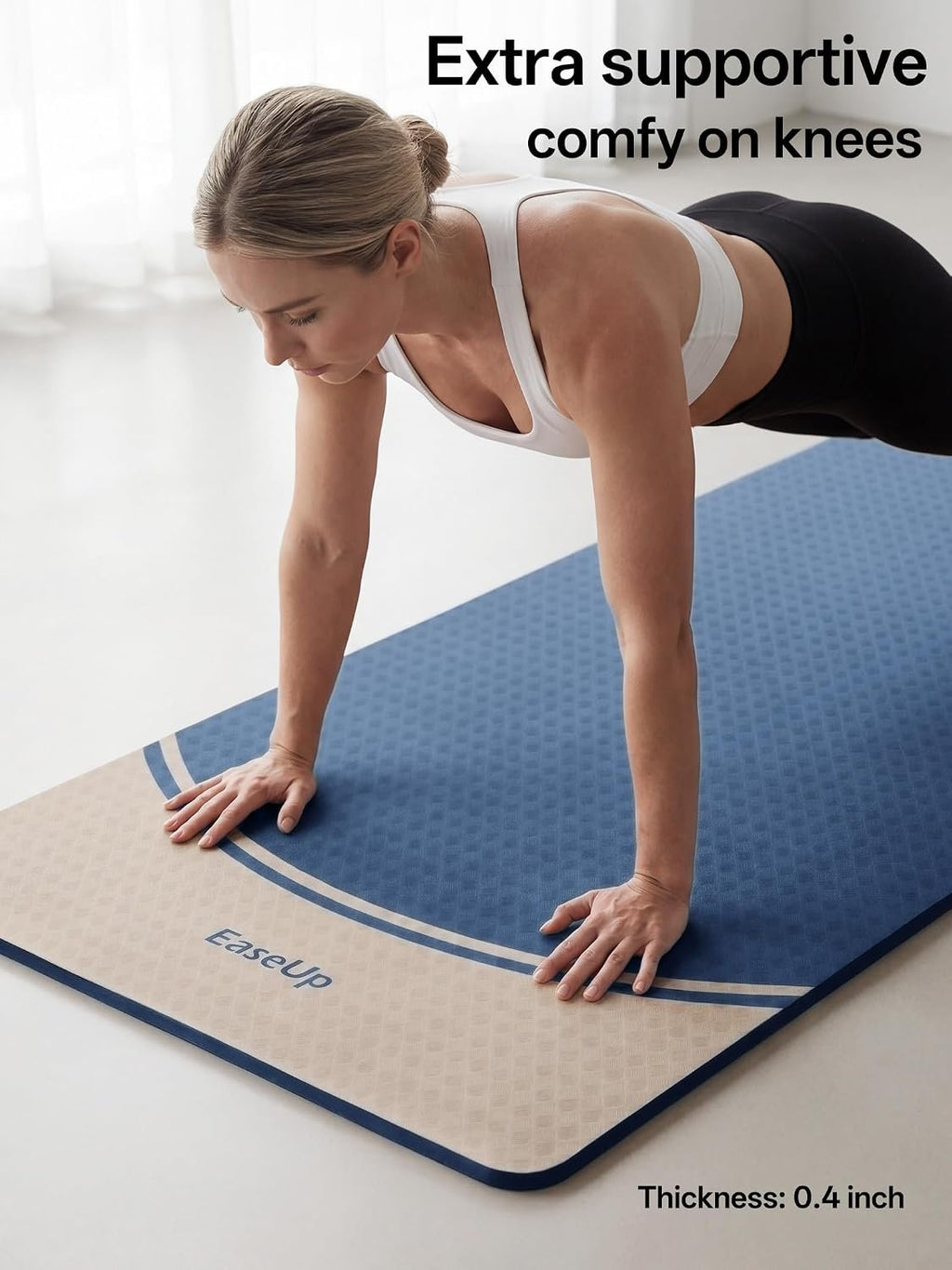 EaseUp 10mm Thick Yoga Mat, 73"×31.5" Extra Wide, Non-Slip with Strap | Extra thick 0.4inch yoga mats for Yoga,Exercise,Pilates and Fitness, for Women Men Home Workout