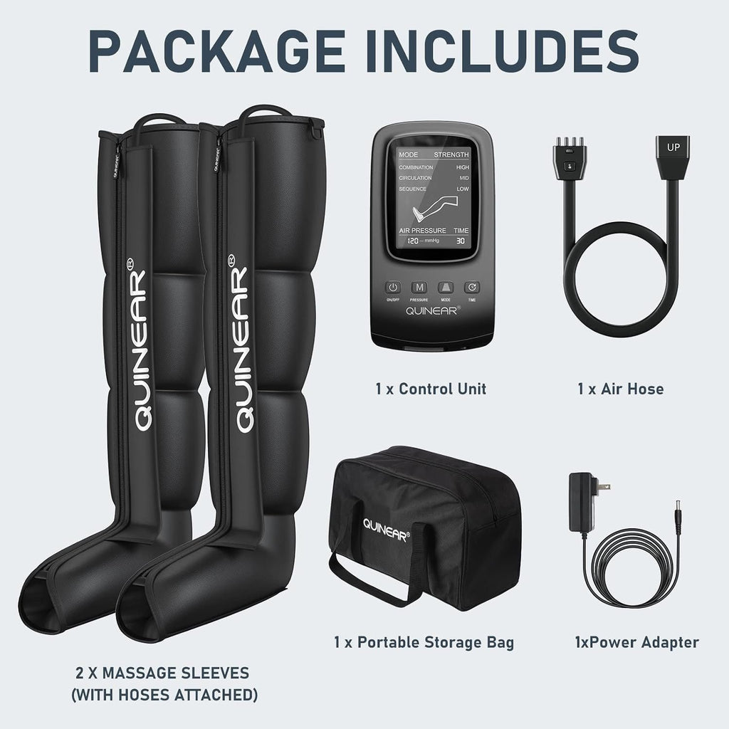 QUINEAR Leg Recovery Compression System for Athlete Post Workout, Professional Sequential Device for Massage Therapy, Foot and Leg Recovery Boots, Improve Circulation Reduce Muscle Soreness (Medium)