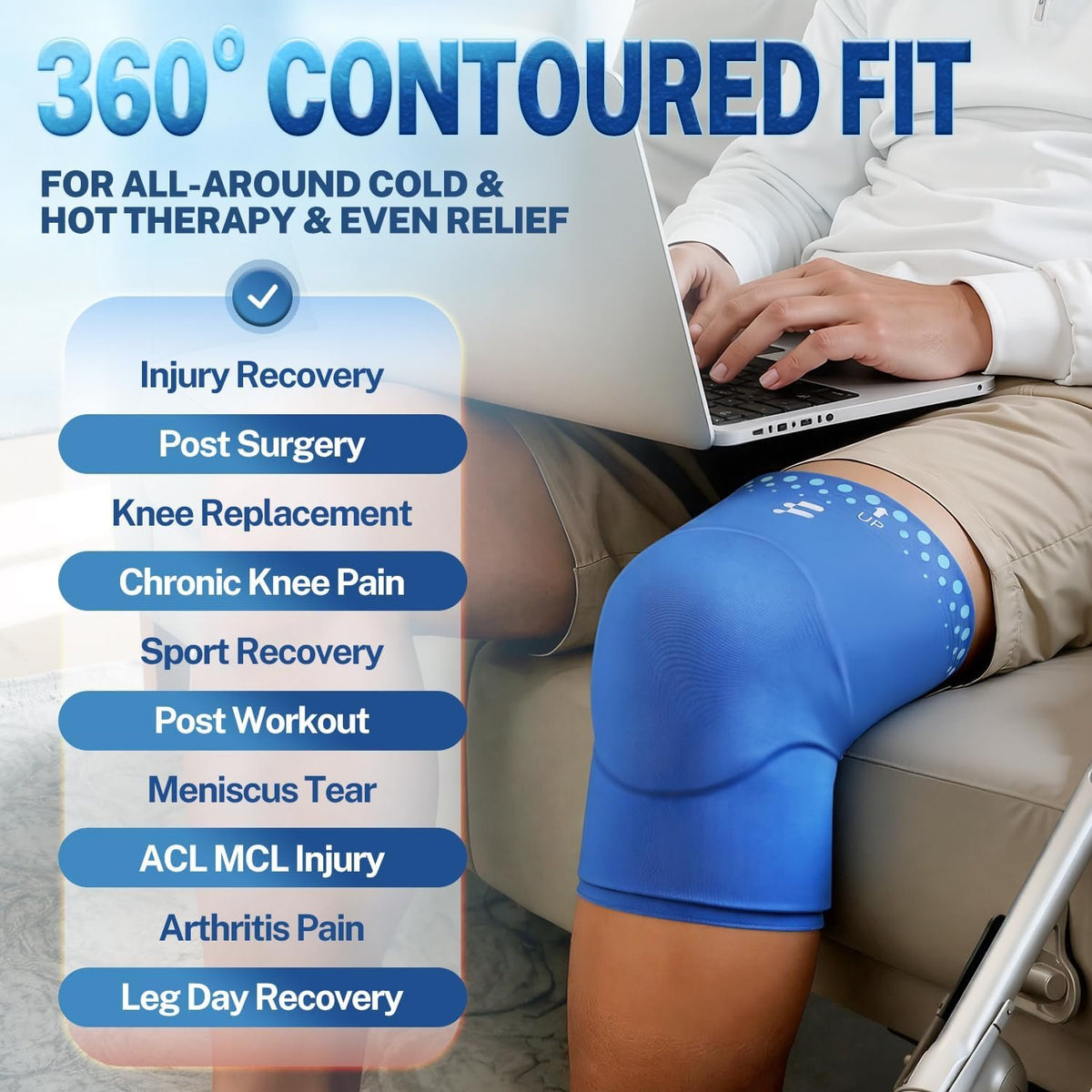 Knee Ice Pack Wrap, Long-Lasting Cold Compression for Knee Pain Recovery