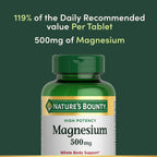 Nature's Bounty Magnesium 500 mg Tablets, High Potency Magnesium Supplement for Bone & Muscle Health, Whole Body Support, 200 Count (Pack of 1)