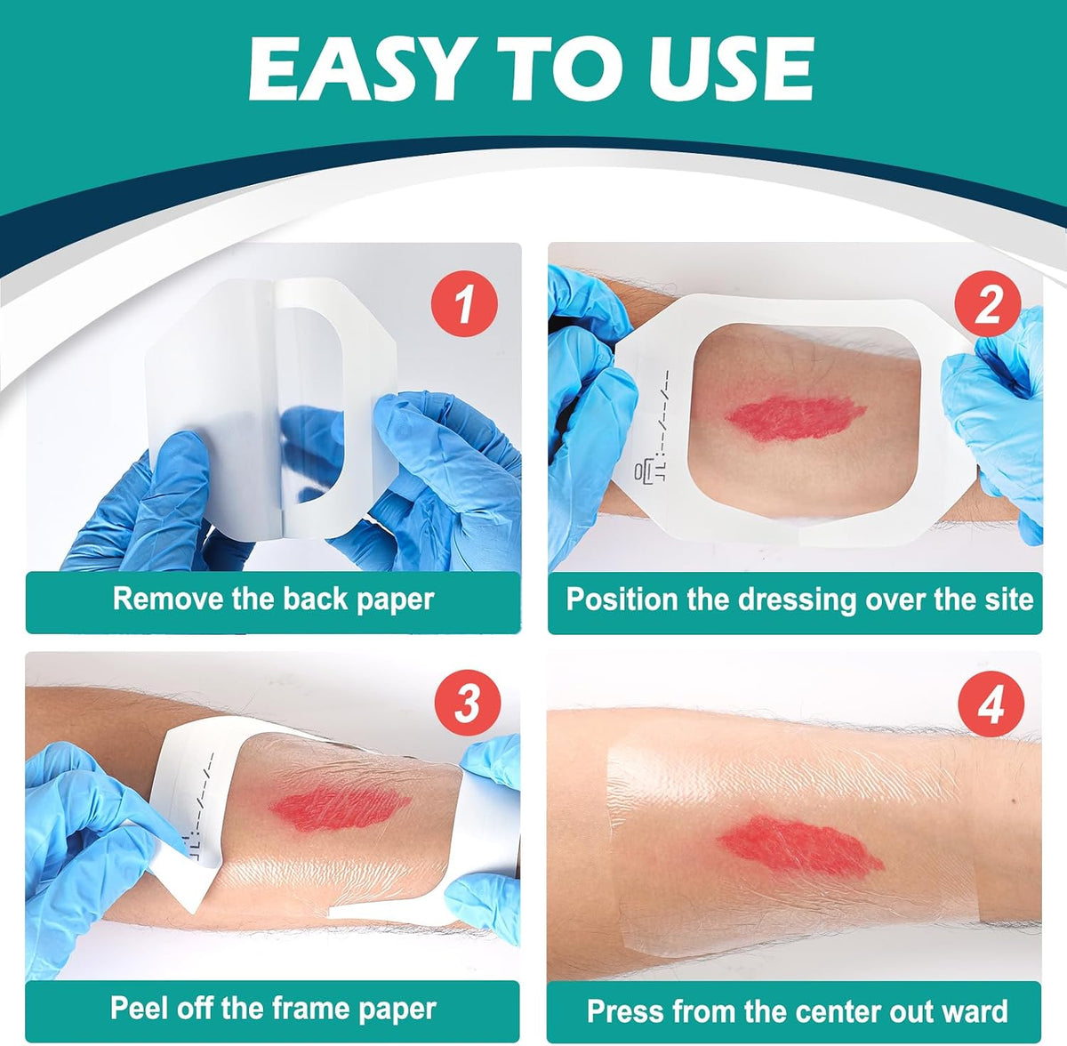 Transparent Film Dressing 4" x 4.75" Box of 30 - Waterproof Bandages for Swimming, Showering, Wounds, Post Surgical Shower or IV Shield, Tattoo Aftercare Bandage, Scar Therapy, Adhesive Patches