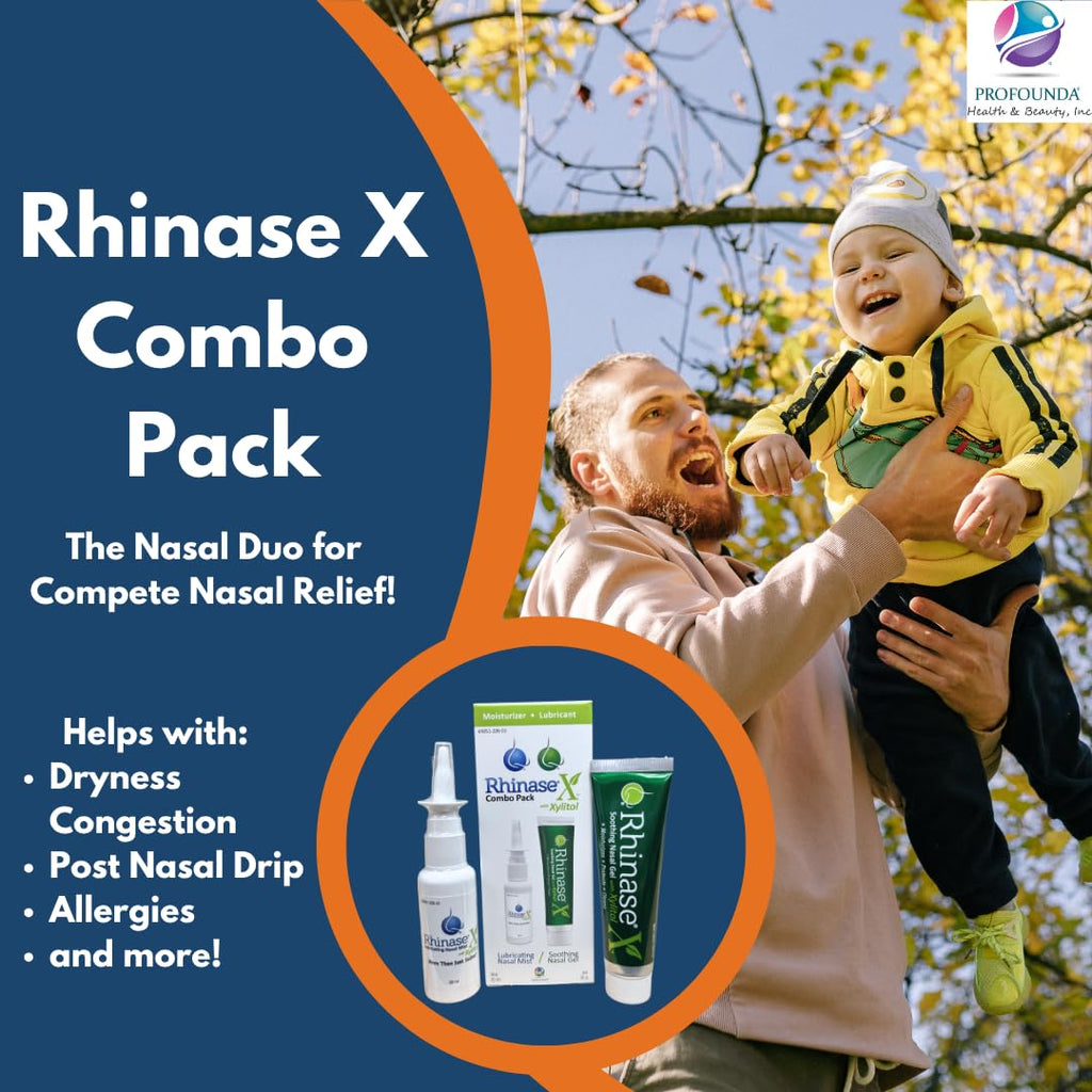 Rhinase X Combo Pack - Nasal Gel (30g) & Spray (30ml) for Complete Nasal Relief from: Dryness, Congestion, Post Nasal Drip, and Allergies. Retain Moisture for Dry Nose Relief