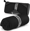VENTURE 4TH Quick Dry Microfiber Towel for Camping & Gym - Black XL | Lightweight, absorbs 7x more than cotton, dries fast & resists odor. Packable Travel Towel with tear-resistant carry bag.