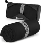 VENTURE 4TH Quick Dry Microfiber Towel for Camping & Gym - Black XL | Lightweight, absorbs 7x more than cotton, dries fast & resists odor. Packable Travel Towel with tear-resistant carry bag.