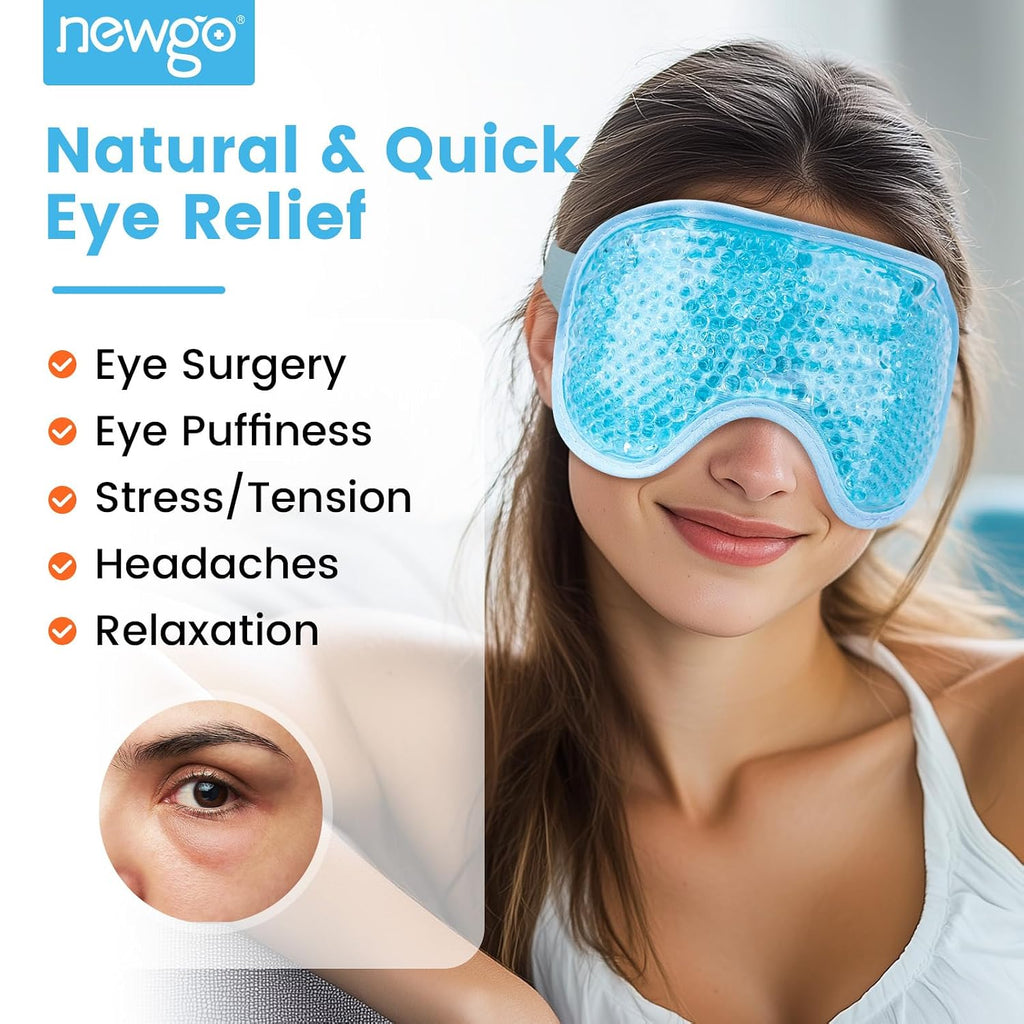 NEWGO Cooling Eye Mask for After Surgery, Reusable Gel Face Ice Pack, Blue