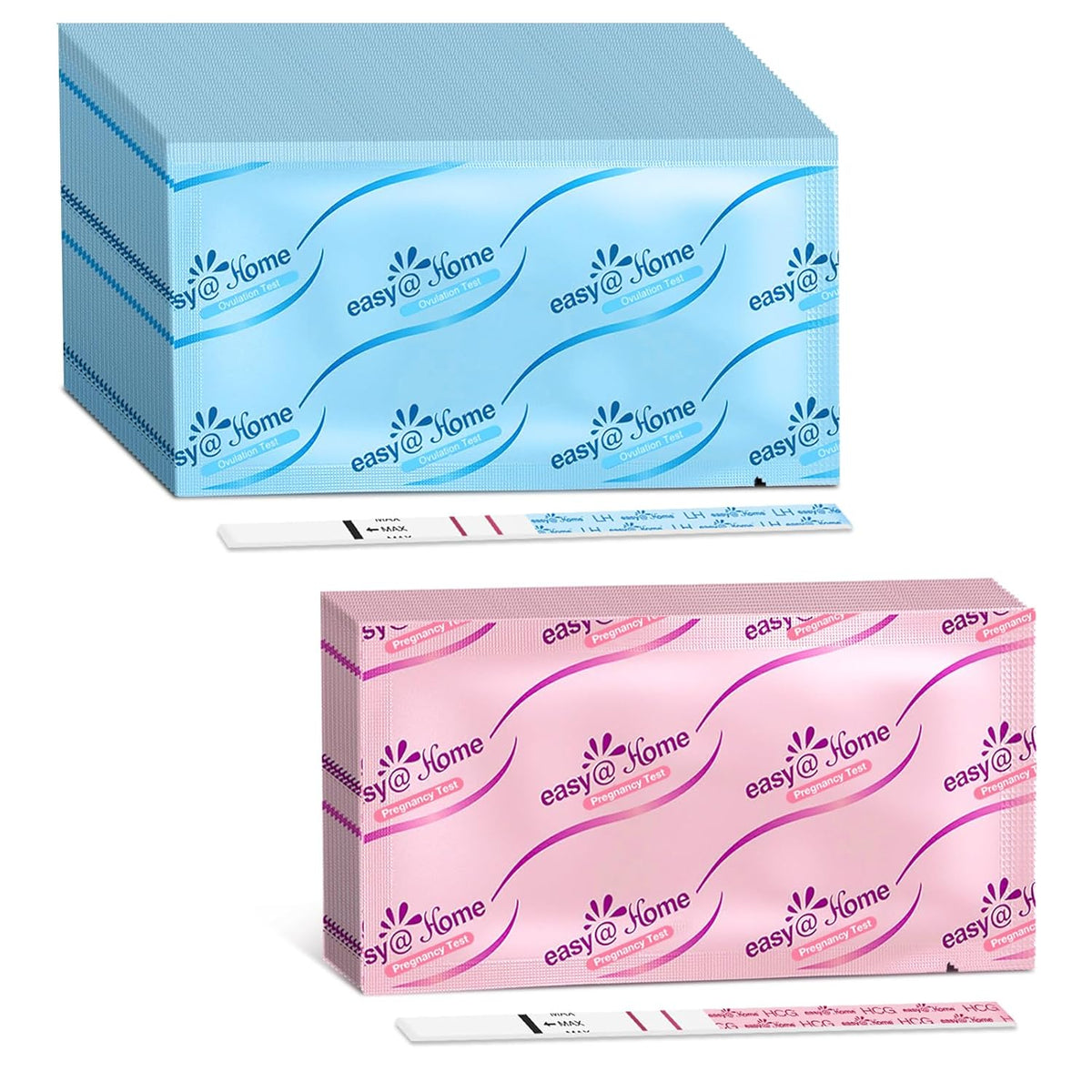 Easy@Home Ovulation and Pregnancy Test Kit: 50 LH Ovulation and 5 HCG Pregnancy Test Strips Powered by Premom App for Women Trying to Conceive