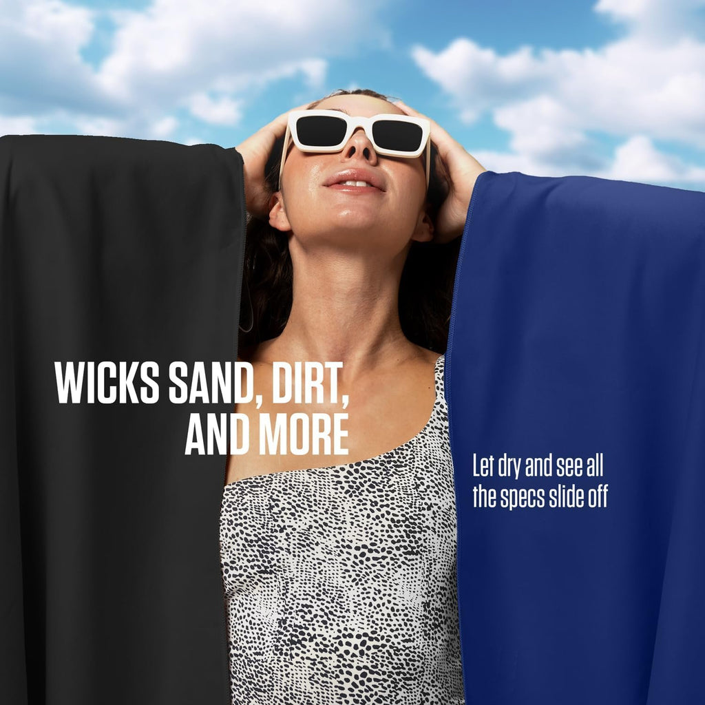 VENTURE 4TH Quick Dry Microfiber Towel for Camping & Gym - Black XL | Lightweight, absorbs 7x more than cotton, dries fast & resists odor. Packable Travel Towel with tear-resistant carry bag.