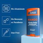 Mando Whole Body Deodorant For Men - Solid Stick - 2.6 oz, 2 pk - Pro Sport | 72 Hour Odor Control with Mandelic Acid. Use on underarms, chest, feet & below the best. Aluminum Free & Baking Soda Free