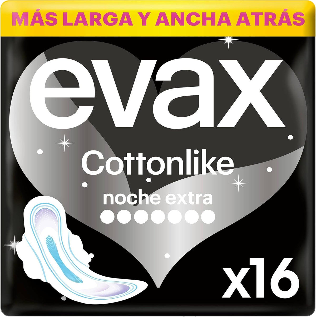 Evax Cottonlike Extra Night Pads with Wings, 16 Count, Up to 100% Clean Nights