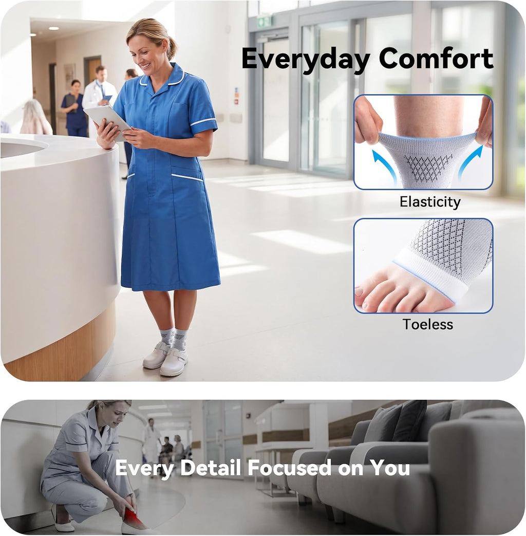 3 Pairs Neuropathy Socks for Women & Men, Toeless Compression Socks