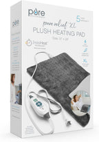 Pure Enrichment® PureRelief® XL Heating Pad - 12" x 24" Electric Heating Pad for Back Pain & Cramps, 6 Heat Settings, Soft Machine Wash Fabric, Auto-Off & Moist Heat (Charcoal Gray)