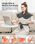 RENPHO Heating Pad for Back, Gift for Women & Men, FSA Eligible HSA | Fits for Neck & Shoulders, 6 Heat Levels, Weighted for Snug Fit, ETL Certified, Birthday Gift for Mom & Dad, 24 x 33", Gray