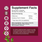 D Mannose with Cranberry Extract Capsules - D Mannose Capsules for Kidney Cleanse Liver Support and Urinary Tract Health for Women - D-Mannose 1000mg Capsules with Hibiscus and Dandelion 60 Count