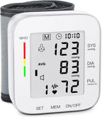 MMIZOO Wrist Blood Pressure Monitor BP Machine with Carrying Case White | FDA Cleared, Large LCD Display, Automatic 99x2 Sets Time Stamped Memory, Adjustable Cuff (5.31-7.68"), For Home/Travel Use