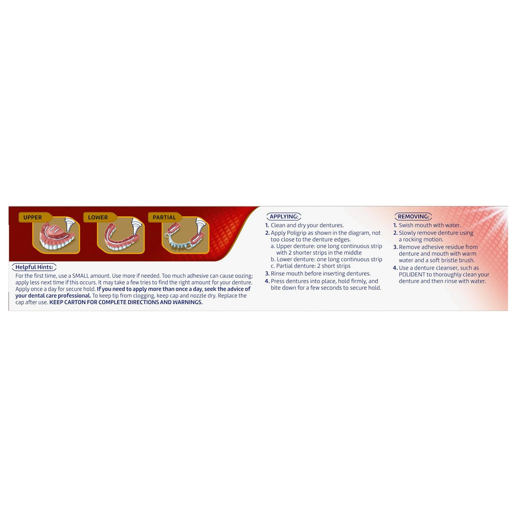 Poligrip Power Max Power Hold plus Seal Denture Adhesive Cream, Denture Cream for Secure Hold and Food Seal, Flavor Free - 2.2 oz