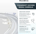 ResOne 7Ft Soft Adult Oxygen Nasal Cannula 5-Pack - Curved Prongs, Crush-Resistant Tubing - Nasal Tubes, Oxygen Concentrator Supplies - Soft Curved Nose Piece, Standard Size, Standard Flow 6 LPM
