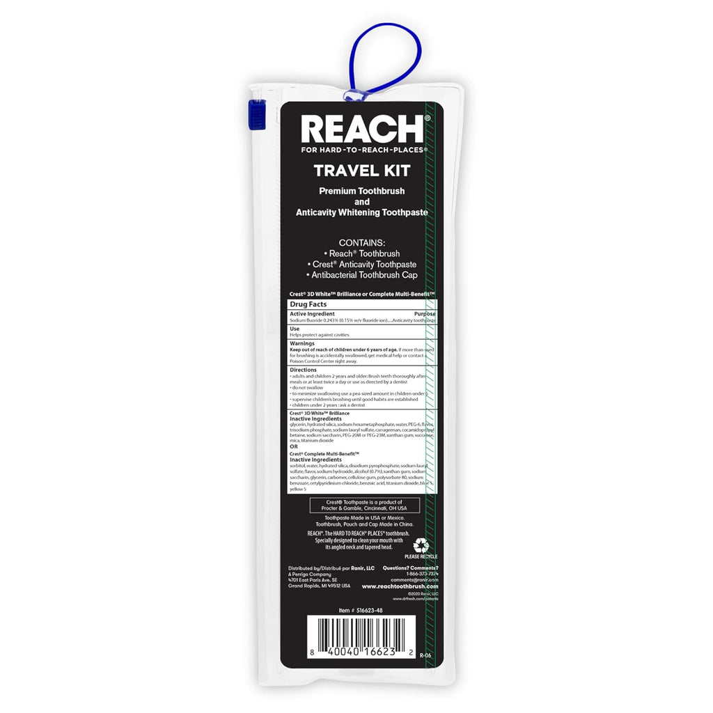 Reach Ultra Clean Travel Toothbrush Kit with Toothpaste and Cap