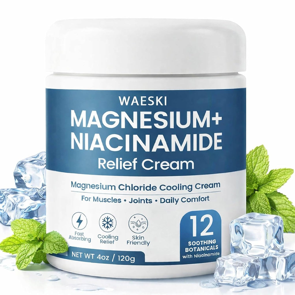 Magnesium Niacinamide Relief Cream - Magnesium Cream for Joints, Leg, Foot, 12 Ingredients for Relief, Fast Acting Cooling Formula, Lightweight, Non-greasy (1)