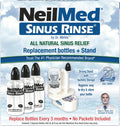 NeilMed Sinus Rinse Nasal Irrigation Replacement Bottle 3ct with NeilMed NasaDock Plus Drying Stand