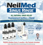NeilMed Sinus Rinse Nasal Irrigation Replacement Bottle 3ct with NeilMed NasaDock Plus Drying Stand