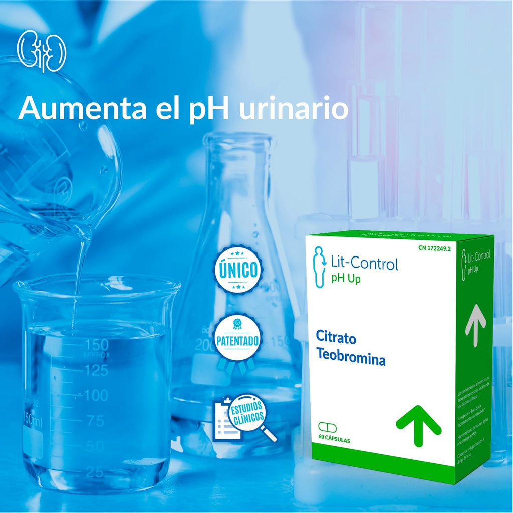 Lit-Control pH Up - Food Supplement - Prevents Urinary Salt Crystallization - Kidney Stones or Kidney Stones - Increases Urinary pH - Patented - 60 Capsules