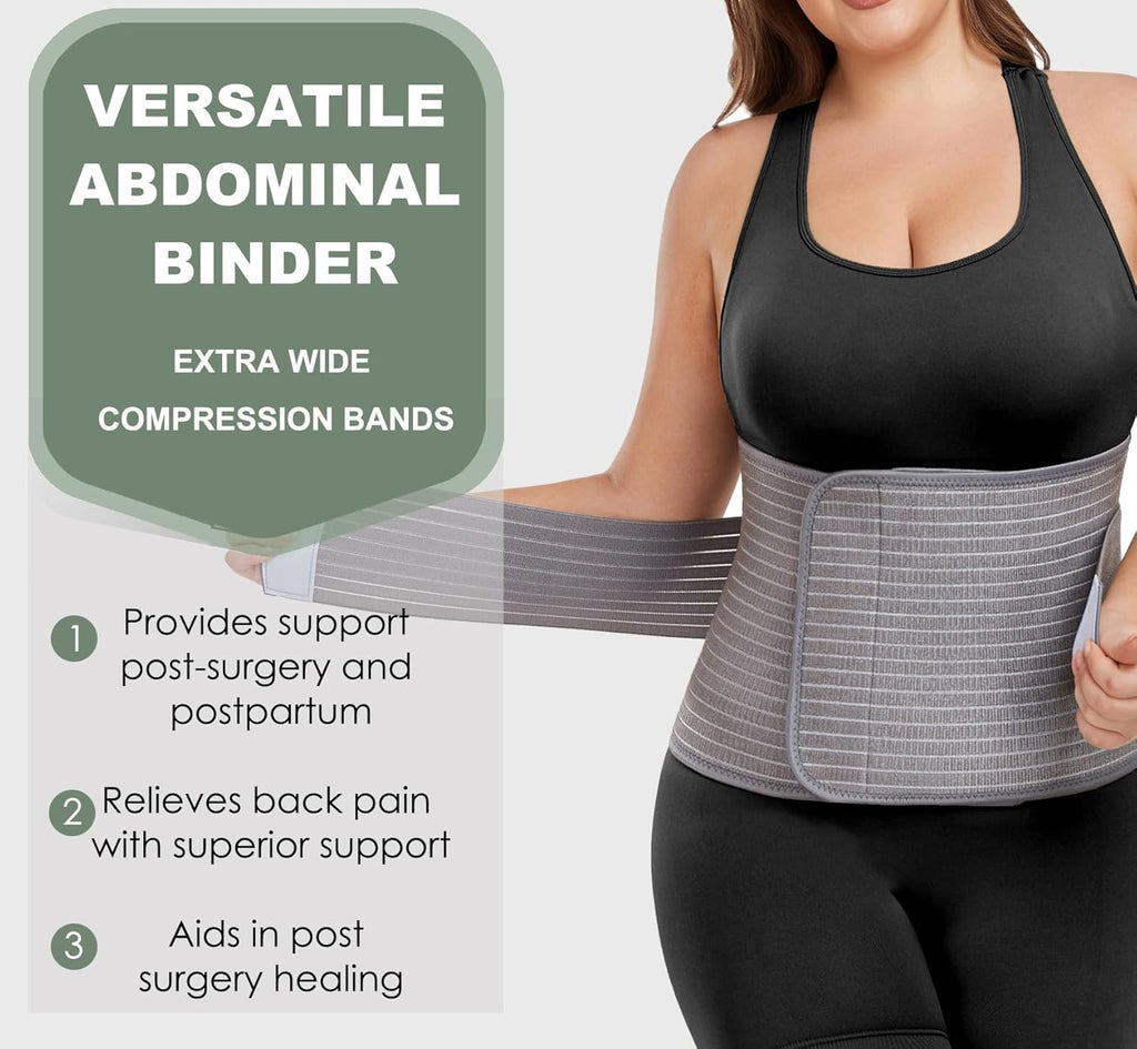 Abdominal Binder Post Surgery - Postpartum Belly Band Wrap | Post C Section Belly Binder Recovery Belt Stomach Compression Hernia Belt For Men Women After Pregnancy, Hysterectomy, L/XL