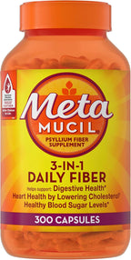 Metamucil, Psyllium Husk GLP-1 Friendly Fiber Capsules, 300 Capsules, 3-in-1 Fiber Supplement, Daily Psyllium Husk Fiber Capsules Help Support Digestive Health by Promoting Regularity