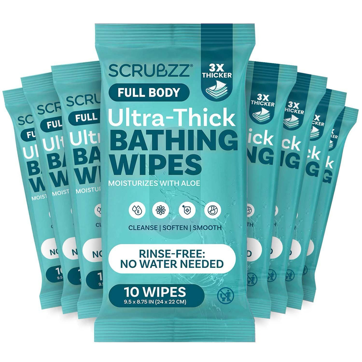 Extra Large Body Wipes for Adults Bathing No Rinse - 80 Ultra Thick Disposable Shower Wipes for Men, Women & Elderly - Great for Gym, Camping, Post Surgery