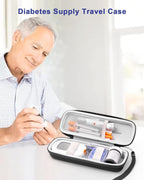 Diabetes Travel Case for Diabetic Test Kit Glucose Meter, Insulin Pen More | Portable Hard Travel Carrying Organizer Case for Blood Glucose Meter, Insulin Pen, Syringe, Lancets, Lancing Device & More