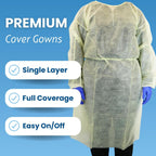 HCS PPE Gowns, Disposable, Medical, Yellow Cover Isolation Gown