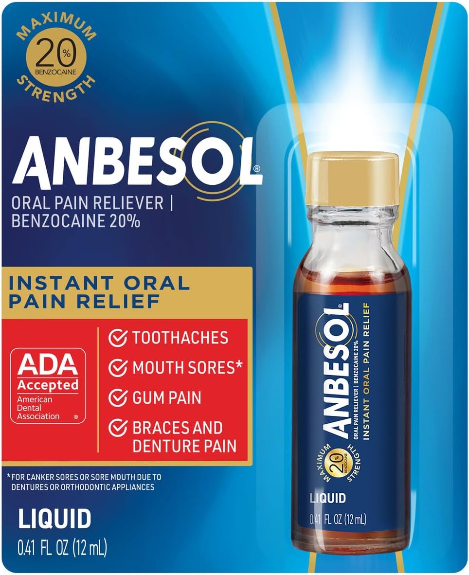 Anbesol Maximum Strength Liquid Oral Pain Reliever, 0.41 fl oz