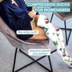 Bluemaple Thigh High Compression Socks for Women and Men Circulation(3 Pairs) Over the Knee-Best Support for Running,Travel