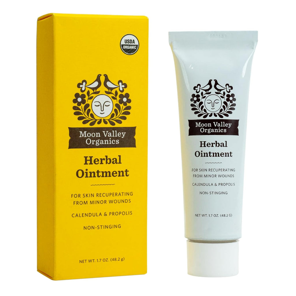 Moon Valley Organics Herbal Ointment with Calendula, Comfrey and Propolis, Moisturize and Soothe Cuts and Burns, Healing Balm, 1.7 Ounces