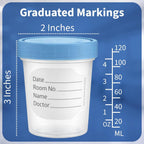 Vakly Sterile Specimen Cups 4 oz, Urine Collection Cups 3 Count | Individually bagged sterile cups with screw-on lids for urine collection, specimen testing, and secure sample handling