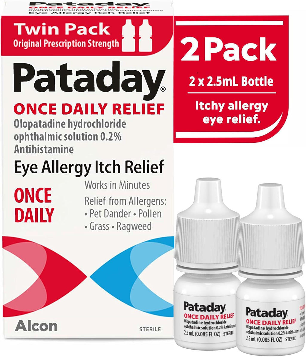 Pataday Once Daily Allergy Eye Drops for Itchy Eyes, 2.5 mL, 2 Pack
