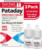 Pataday Once Daily Allergy Eye Drops for Itchy Eyes, 2.5 mL, 2 Pack