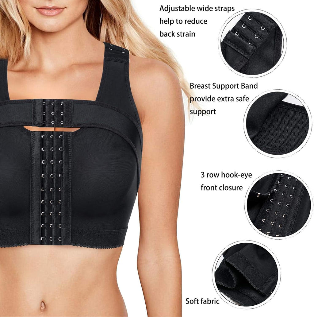 KUMAYES Postoperative Sports Bra, Front Closure Sports Bra for Post Operative with Back Support Running Seamless Yoga Fitness