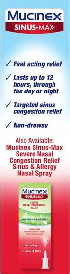 Mucinex Sinus-Max Nasal Spray Decongestant, 12 Hour Over-The-Counter Medication Nose Spray for Sinus Relief, Nasal Decongestants for Adults & Sinus Congestion, Clear & Cool 3/4 Fl Oz(22ML)