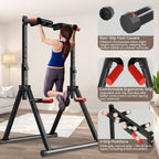 WATBKHE Power Tower Pull Up Dip Station Foldable, Pull Up Bar Station Adjustable, Multi-Function Home Gym, Strength Training Fitness Equipment, Triangular Design, for Home Outdoor