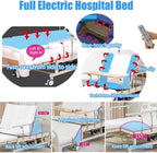Falluk Full Electric Hospital Bed for Home Use with Lateral Tilting | Individual Locking, IV Pole for Elderly Patient Care, 550 lbs Capacity, Includes a Folding Bathtub for Full Body Washing