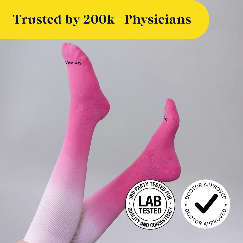 Nylon Knee High Socks - 15-20mmHg Graduated Compression Socks - Soft & Breathable Support Unisex Socks