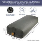 Organic Buckwheat Bolster (24X10.5X5.5 in) Supportive Rectangular Meditation Pillow 100% Cotton Cover Yoga Pillow