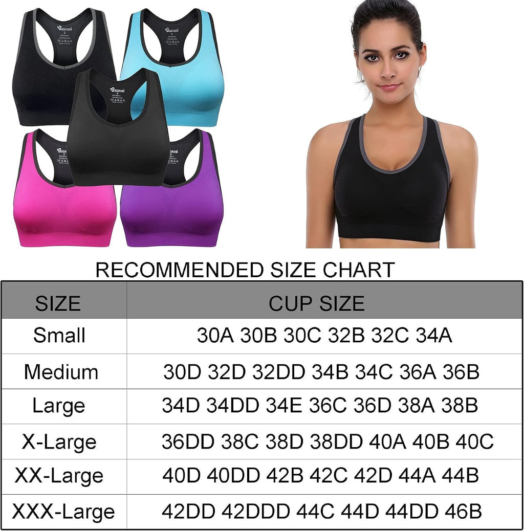 Women's Seamless Racerback Sports Bra High Impact Support Yoga Gym Workout Fitness