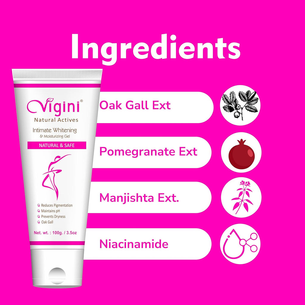 VIGINI Natural Vaginal Lubricating Lubrication Lube Lubricants Moisturizer Water Based Gel 100g | Non Itching Dryness Non Sticky Staining Sulphate Paraben Free Hypoallergenic for Women