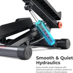 Sunny Health & Fitness Mini Stair Stepper w/Resistance Bands for Home Gym | Full Body Cardio, Adjustable Step Height, Hydraulic Resistance, LCD Meter, No Assembly, 300 lb Capacity, SunnyFit App