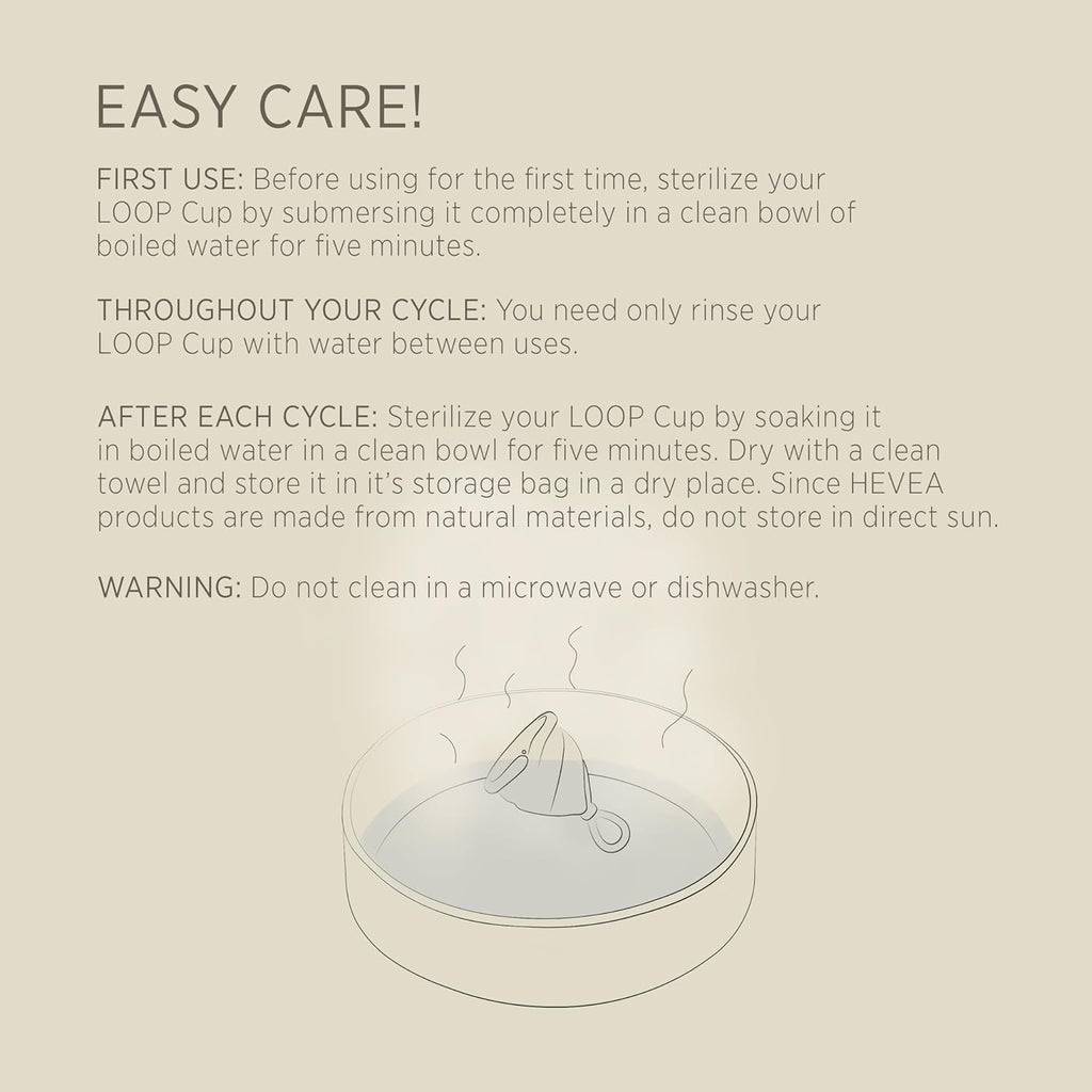 Hevea Loop Menstrual Cup Size 2 (Natural) - Made of 100% Natural Rubber - Softest Menstrual Cup, Use Up to 12 Hours