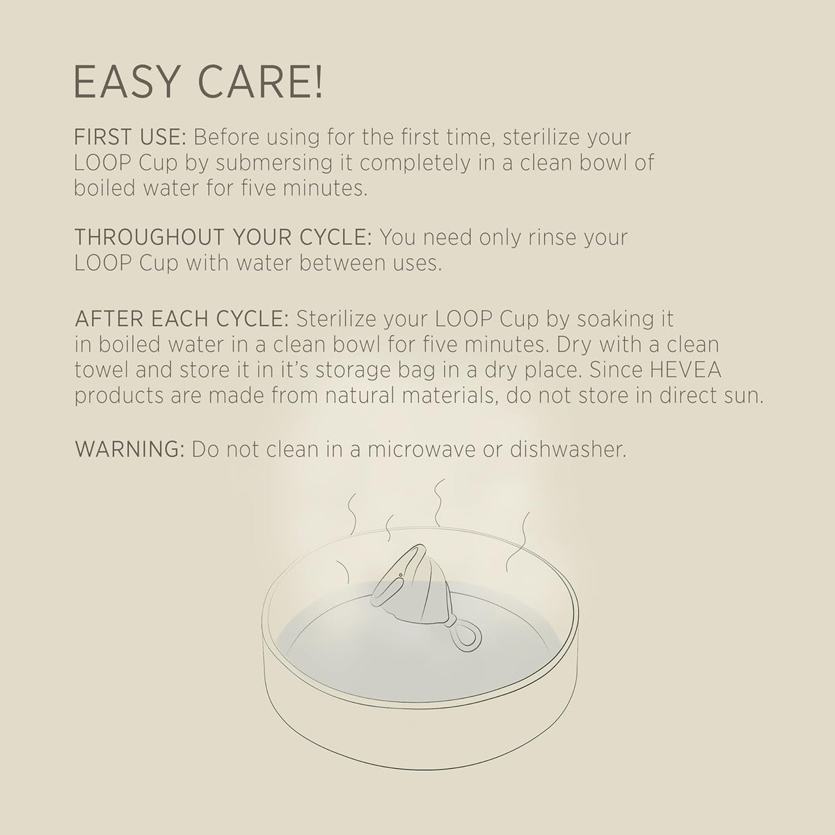 Hevea Loop Menstrual Cup Size 2 (Natural) - Made of 100% Natural Rubber - Softest Menstrual Cup, Use Up to 12 Hours
