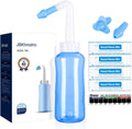 Neti Pot Sinus Rinse Bottle,Nasal Wash Bottle,Sinus Rinsing Cleaner Pressure Rinse Nasal Irrigation with Sticker Thermometer for Adult & Kid (300ml with 40 Nasal Wash Salt Packets)