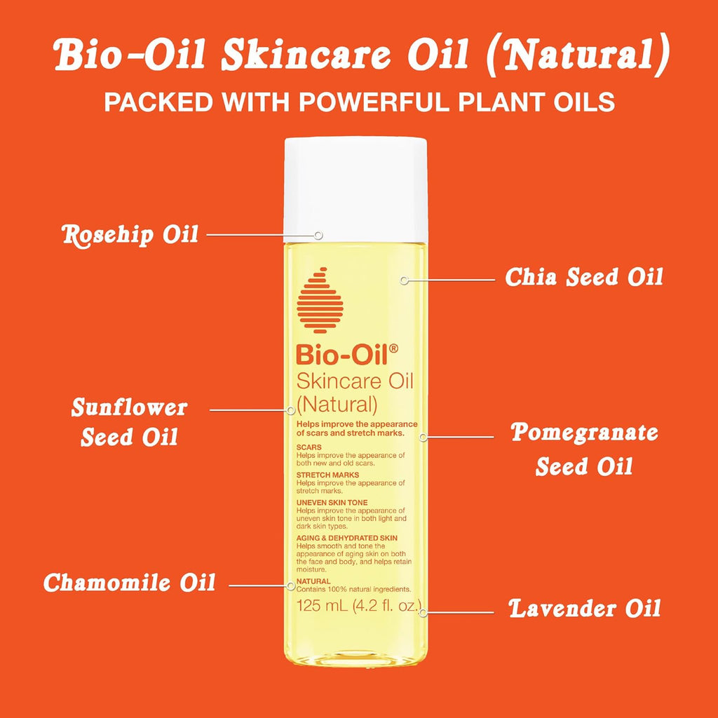 Bio-Oil Fragrance-Free Body Oil Serum for Scars & Stretch Marks, 4.2 fl oz | Dry Skin Moisturizer, Rosehip & Chamomile Oils, Scar Treatment, Stretch Mark Oil, Sensitive Skin Safe, Face and Body